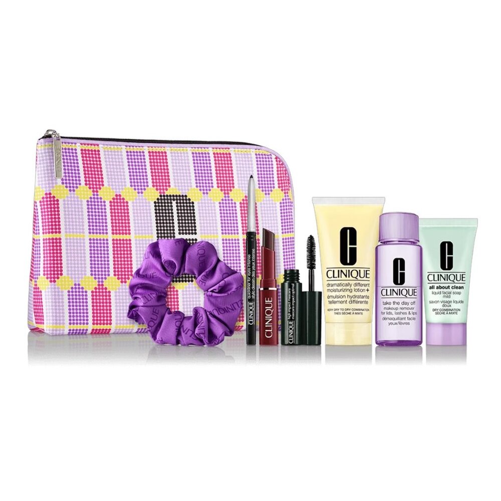 Clinique Dramatically Different Lotion Skincare & Makeup Bundle 6 Products + Bag